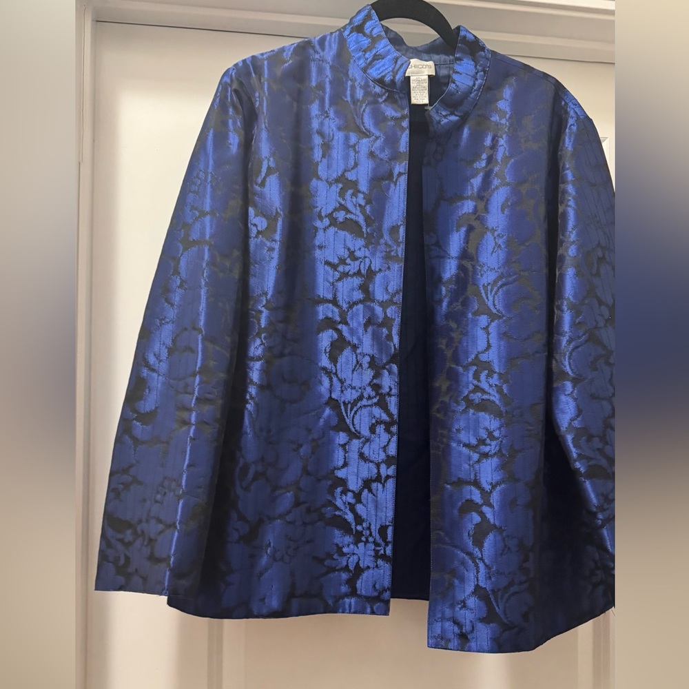 Chico's Midnight Blue Patterned Blazer size 3
